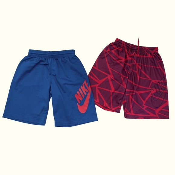 NIKE SB Boys Knit Athletic Basketball Drawstring Shorts Teal Blue Red size S 7/8 - Picture 1 of 6